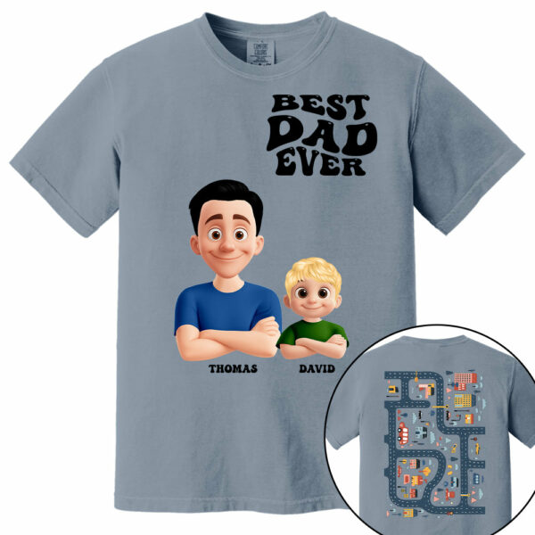 Funny Tired Dad - Baby Plays Cars On Dad's Back Mat Road - Personalized Shirt For Dad Grandpa NA04 - Image 10