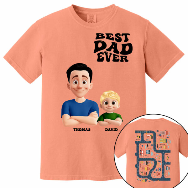 Funny Tired Dad - Baby Plays Cars On Dad's Back Mat Road - Personalized Shirt For Dad Grandpa NA04 - Image 13