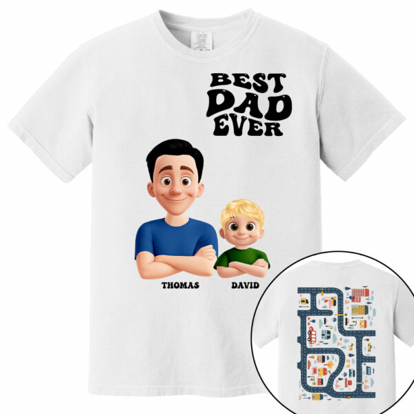 Funny Tired Dad - Baby Plays Cars On Dad's Back Mat Road - Personalized Shirt For Dad Grandpa NA04 - Image 7