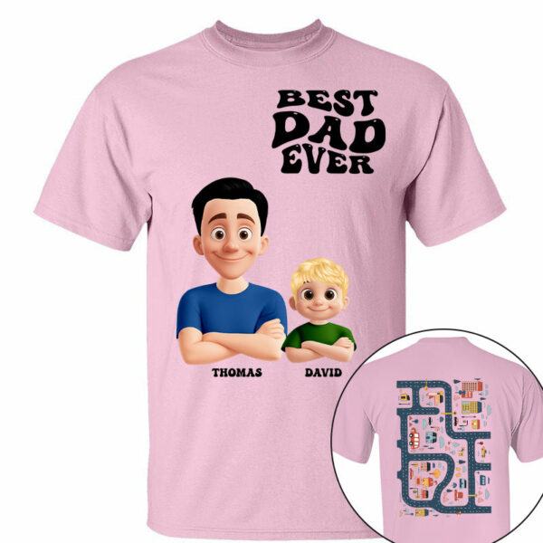 Funny Tired Dad - Baby Plays Cars On Dad's Back Mat Road - Personalized Shirt For Dad Grandpa NA04 - Image 4