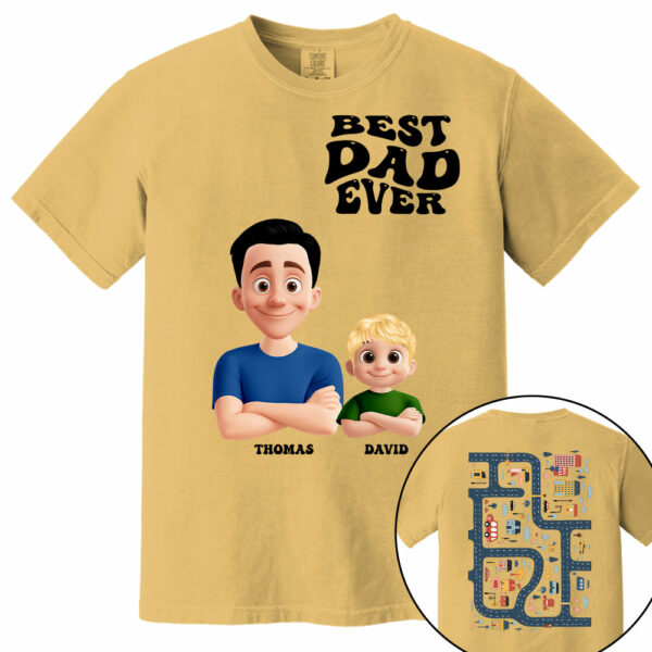 Funny Tired Dad - Baby Plays Cars On Dad's Back Mat Road - Personalized Shirt For Dad Grandpa NA04 - Image 15