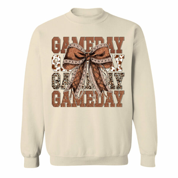 Game Day Glitter Football Coquette Bow Shirt - Image 9