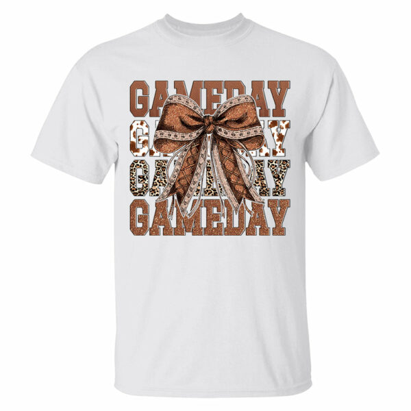 Game Day Glitter Football Coquette Bow Shirt - Image 2