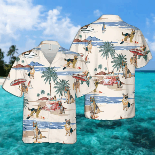 German Sherp Summer Beach Hawaiian Shirt, Hawaiian Shirts For Men Short Sleeve Aloha Beach Shirt