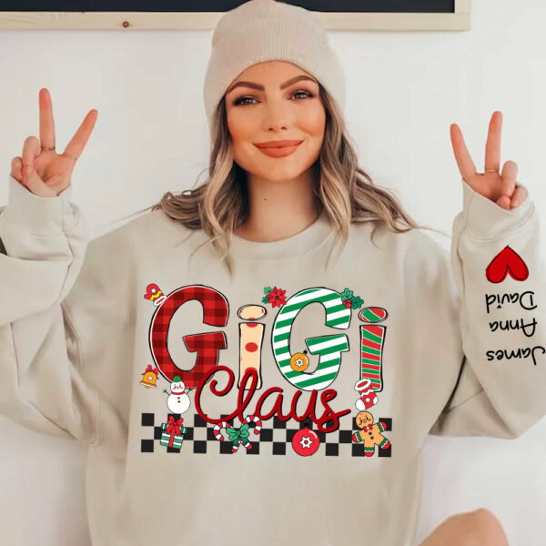 Gigi Claus - Personalized Grandma Coquette Sweatshirt, Custom Nana Mimi Gigi Shirt NA04