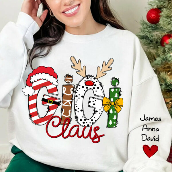 Gigi Claus Custom Sweatshirt, 2024 Christmas Nana Sweatshirt, Custom Grandma Claus Christmas Sweatshirt NA04 - Image 4
