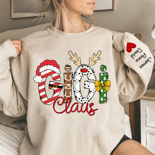Gigi Claus Custom Sweatshirt, 2024 Christmas Nana Sweatshirt, Custom Grandma Claus Christmas Sweatshirt NA04