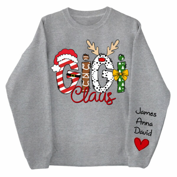 Gigi Claus Custom Sweatshirt, 2024 Christmas Nana Sweatshirt, Custom Grandma Claus Christmas Sweatshirt NA04 - Image 7