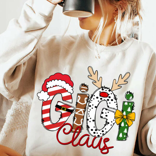 Gigi Claus Custom Sweatshirt, 2024 Christmas Nana Sweatshirt, Custom Grandma Claus Christmas Sweatshirt NA04 - Image 3