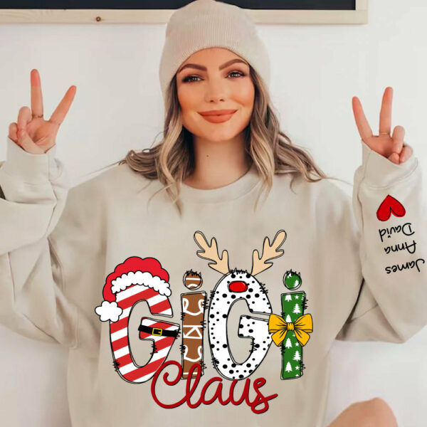 Gigi Claus Custom Sweatshirt, 2024 Christmas Nana Sweatshirt, Custom Grandma Claus Christmas Sweatshirt NA04 - Image 5