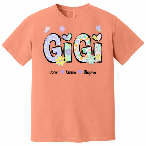 Gigi Purple Floral Shirt - Custom Nickname Grandma Nana Mimi & Kid Names NA04 - Image 3