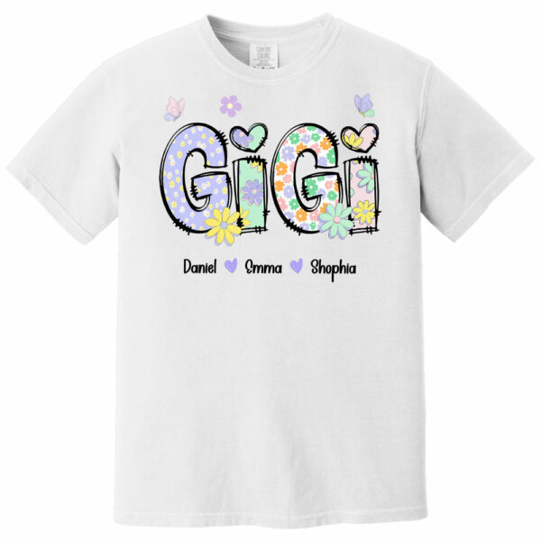 Gigi Purple Floral Shirt - Custom Nickname Grandma Nana Mimi & Kid Names NA04 - Image 6