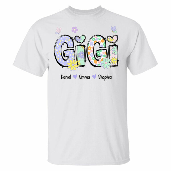 Gigi Purple Floral Shirt - Custom Nickname Grandma Nana Mimi & Kid Names NA04 - Image 7
