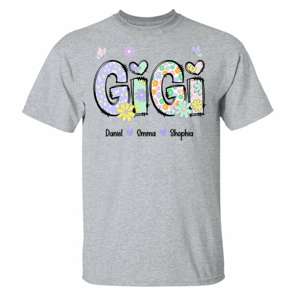 Gigi Purple Floral Shirt - Custom Nickname Grandma Nana Mimi & Kid Names NA04 - Image 9