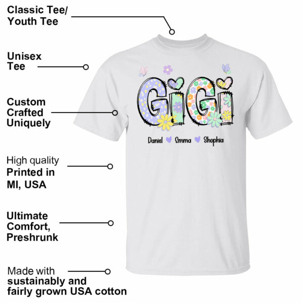 Gigi Purple Floral Shirt - Custom Nickname Grandma Nana Mimi & Kid Names NA04 - Image 5