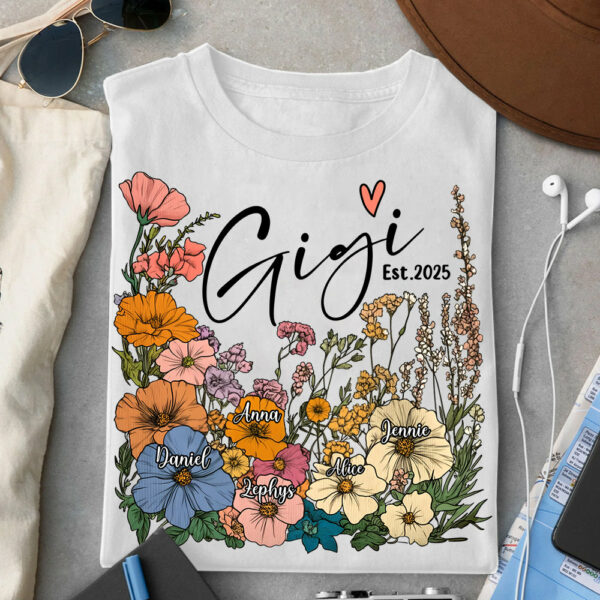 Gigi Vintage Floral Shirt - Custom Grandma With Grandkids, Gift for Mother's Day NA04