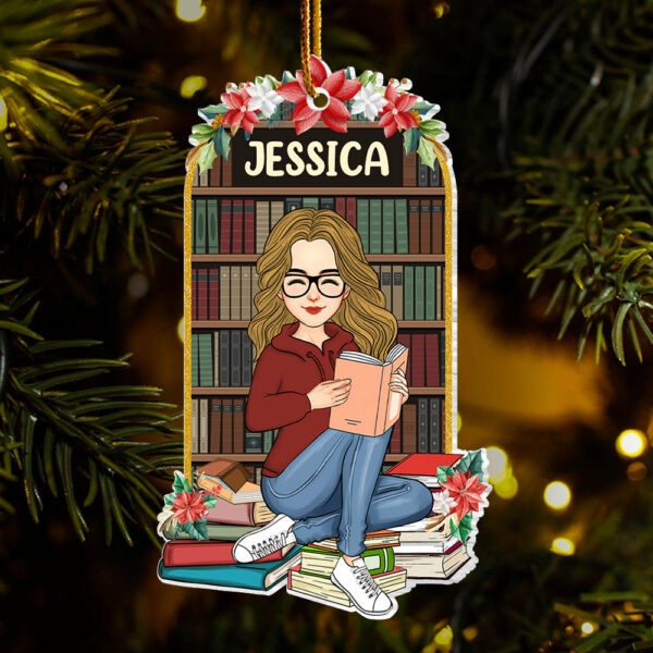 Girl Loves Books Personalized Acrylic Ornament Bookmark Shape Gift For Book Lover - Image 4