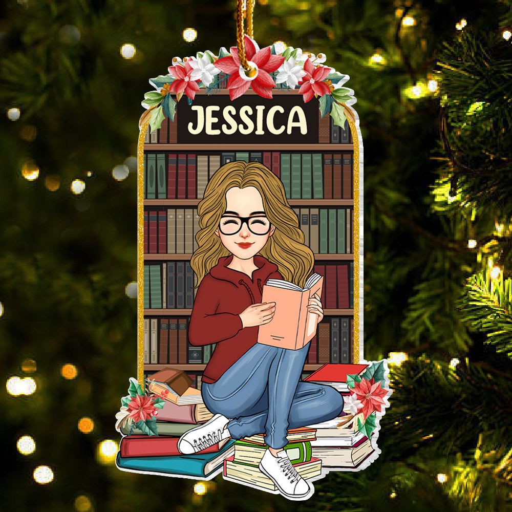 Girl Loves Books Personalized Acrylic Ornament Bookmark Shape Gift For Book Lover