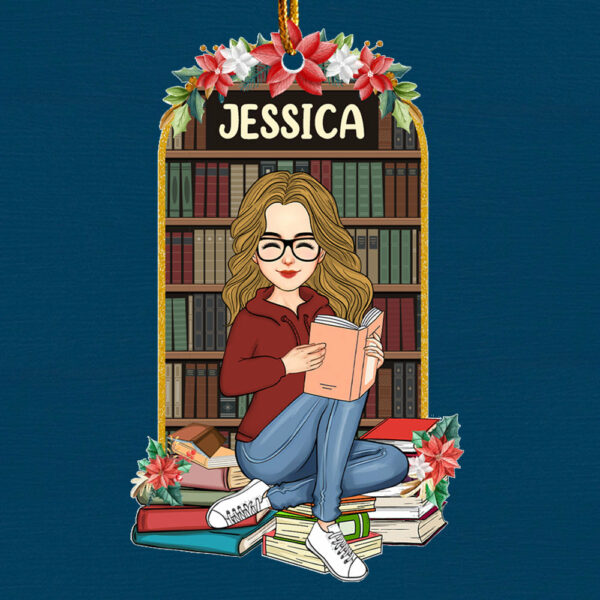 Girl Loves Books Personalized Acrylic Ornament Bookmark Shape Gift For Book Lover - Image 3