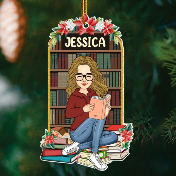 Girl Loves Books Personalized Acrylic Ornament Bookmark Shape Gift For Book Lover - Image 5