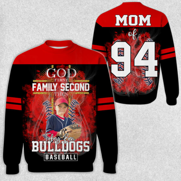 God First Family Second Then Baseball Personalized Photo All Over Print Shirt For Baseball Lovers - Image 3