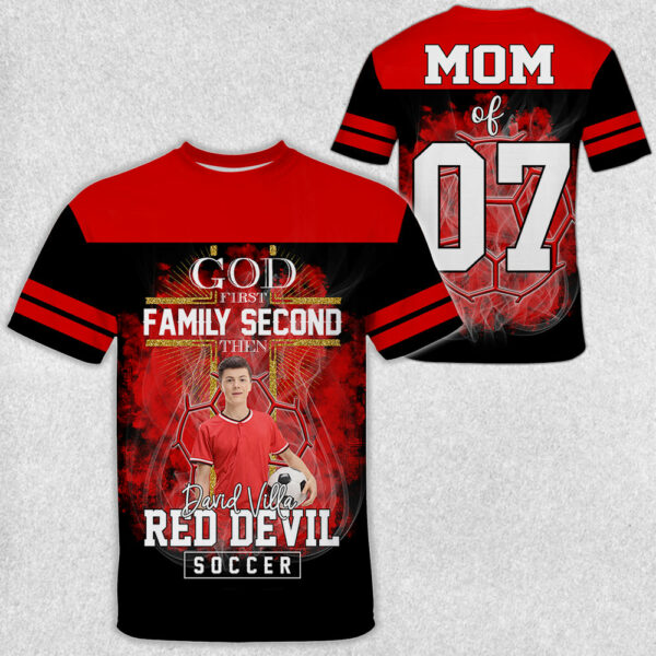 God First Family Second Then Soccer Personalized Photo All Over Print Shirt For Soccer Lovers - Image 2