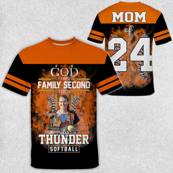 God First Family Second Then Softball Personalized Photo All Over Print Shirt For Softball Lovers - Image 2