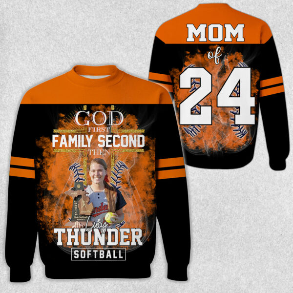 God First Family Second Then Softball Personalized Photo All Over Print Shirt For Softball Lovers - Image 3