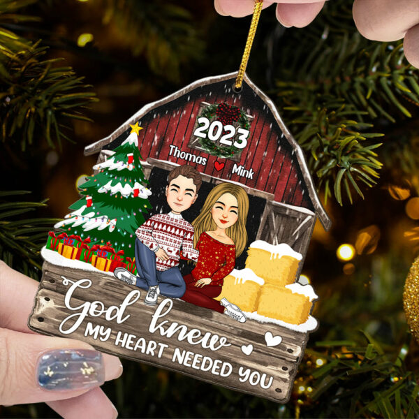 God Knew My Heart Needed You - Personalized Couple Ornament - Image 4