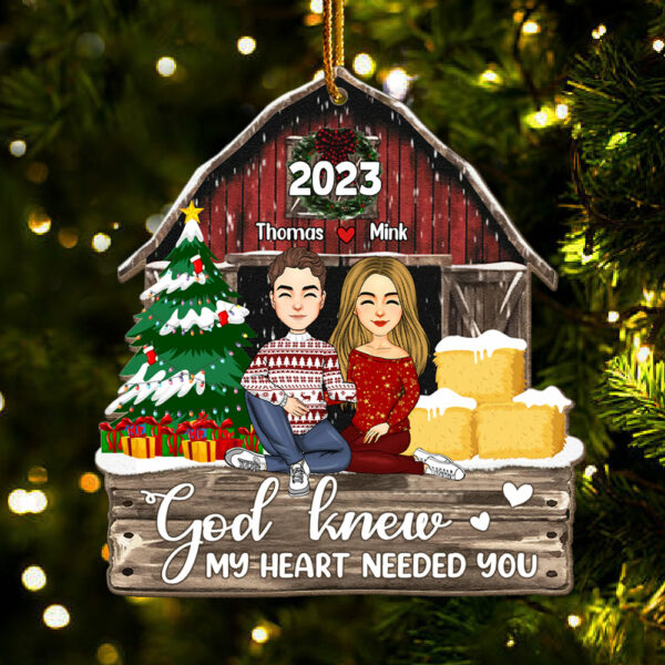 God Knew My Heart Needed You - Personalized Couple Ornament - Image 3