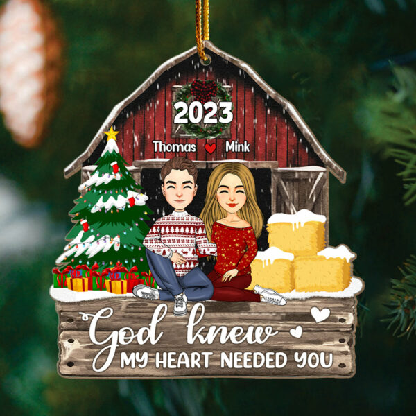 God Knew My Heart Needed You - Personalized Couple Ornament - Image 5