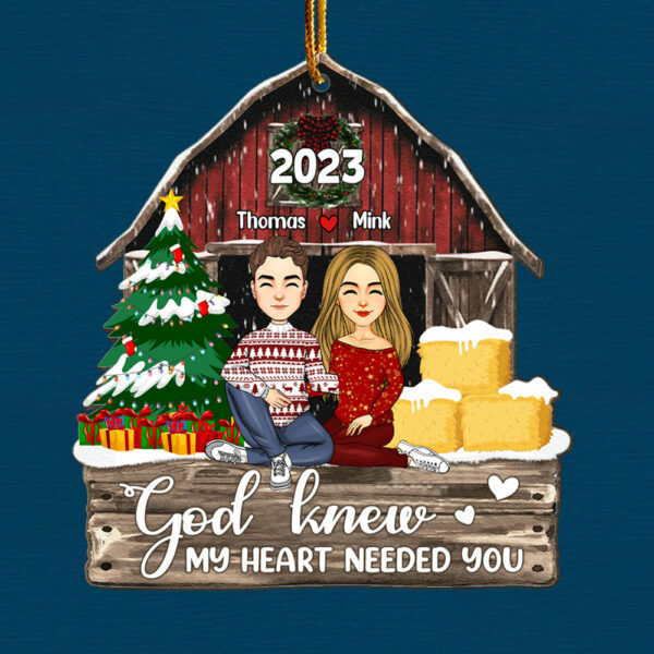 God Knew My Heart Needed You - Personalized Couple Ornament - Image 6