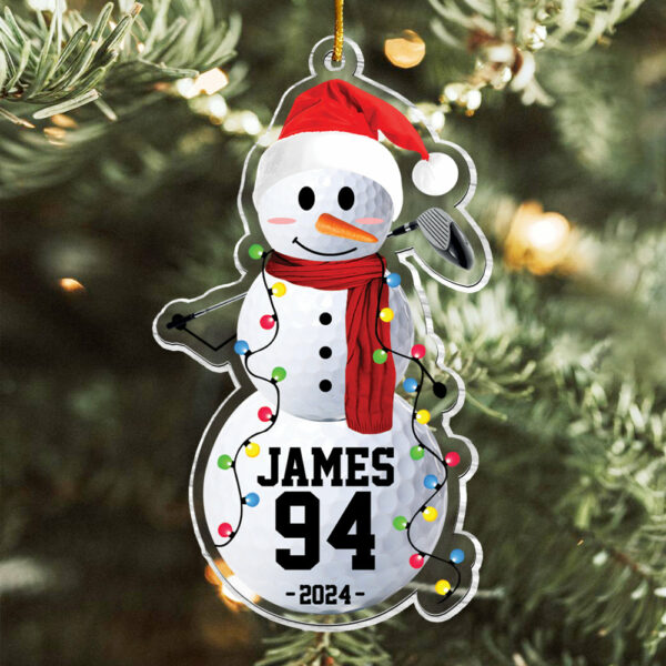 Golf Snowman - Gifts For Players, Team, Boys - Personalized Acrylic Ornament