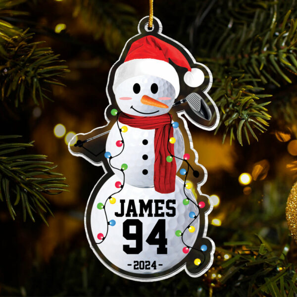 Golf Snowman - Gifts For Players, Team, Boys - Personalized Acrylic Ornament - Image 3