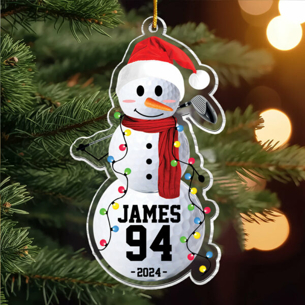 Golf Snowman - Gifts For Players, Team, Boys - Personalized Acrylic Ornament - Image 5