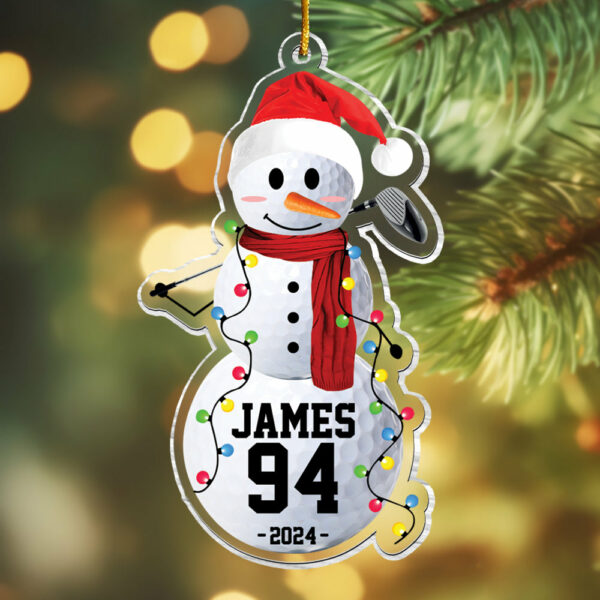 Golf Snowman - Gifts For Players, Team, Boys - Personalized Acrylic Ornament - Image 2