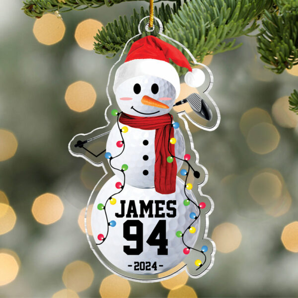 Golf Snowman - Gifts For Players, Team, Boys - Personalized Acrylic Ornament - Image 4