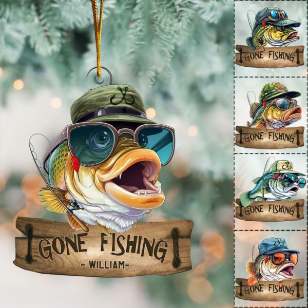 Gone Fishing Fishing Bass Fish Fisherman - Personalized Acrylic Ornament