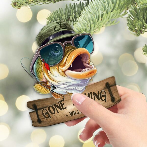 Gone Fishing Fishing Bass Fish Fisherman - Personalized Acrylic Ornament - Image 7