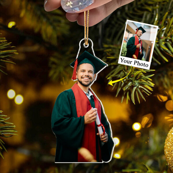 Graduation Ornament Gift For Family Member - Personalized Acrylic Photo Ornament - Image 3