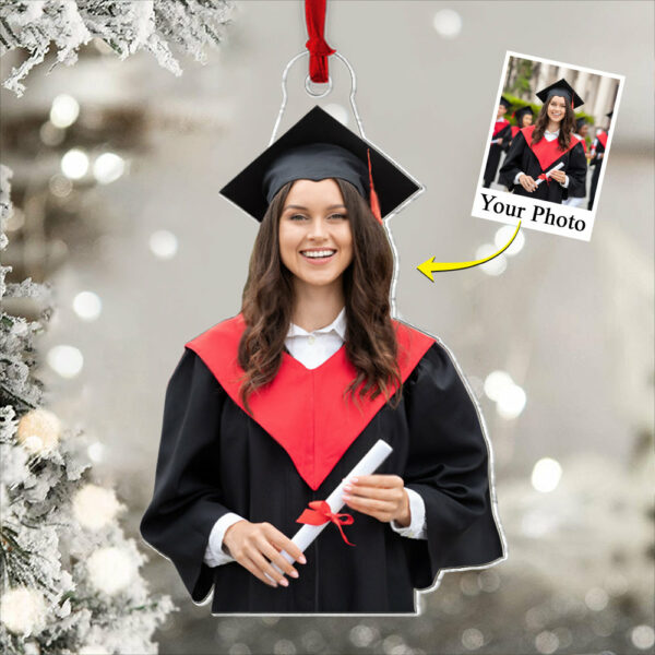 Graduation Ornament Gift For Family Member - Personalized Acrylic Photo Ornament - Image 2