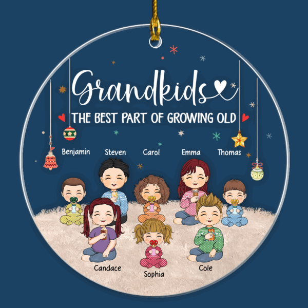Grandkids The Best Part Of Growing Old Personalized Circle Acrylic Ornament - Image 4