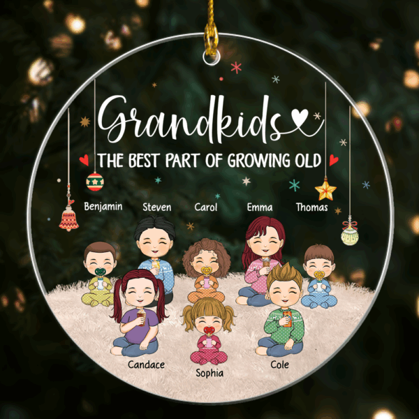 Grandkids The Best Part Of Growing Old Personalized Circle Acrylic Ornament - Image 2