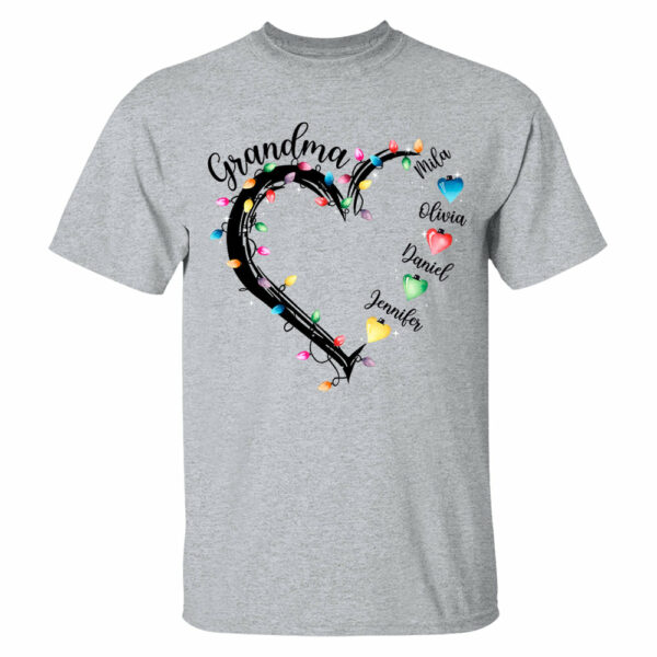 Grandma And Grandkids Christmas Light Personalized Shirts, Nickname And Names Can Be Changed - Image 4