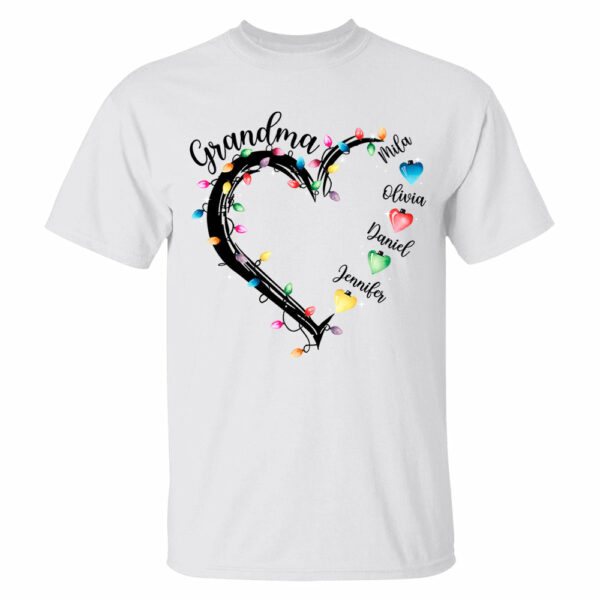 Grandma And Grandkids Christmas Light Personalized Shirts, Nickname And Names Can Be Changed - Image 2