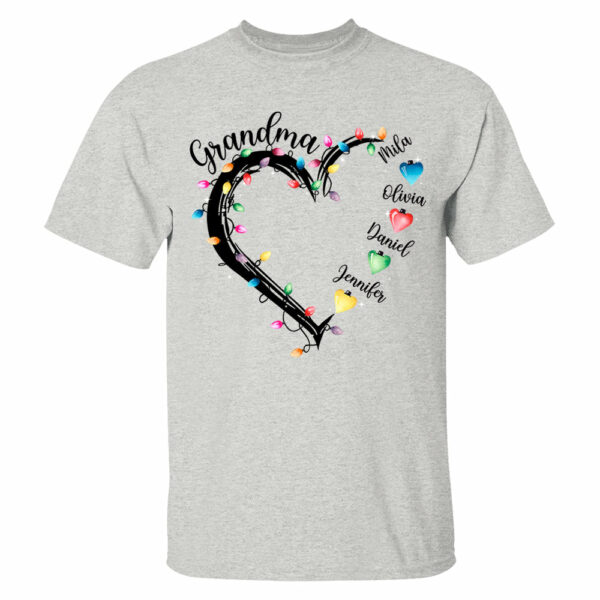 Grandma And Grandkids Christmas Light Personalized Shirts, Nickname And Names Can Be Changed - Image 5