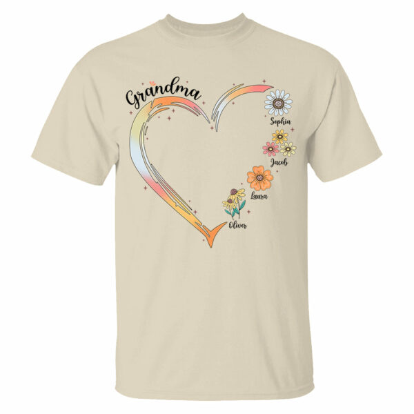 Grandma and Grandkids, Forever In Grandma's Heart - Family Personalized Custom Comfort Colors T-Shirt - Image 4