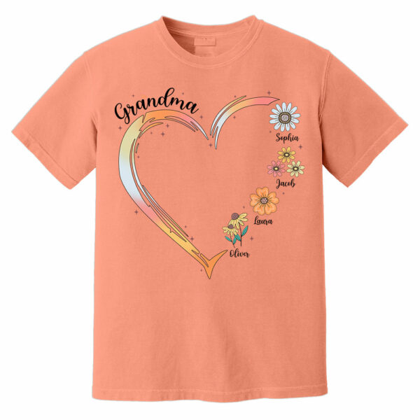 Grandma and Grandkids, Forever In Grandma's Heart - Family Personalized Custom Comfort Colors T-Shirt - Image 11