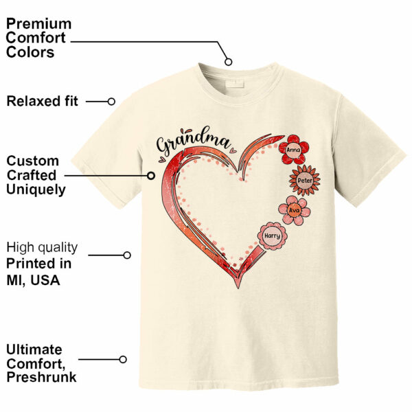 Grandma and Grandkids, Forever In Grandma's Heart - Family Personalized Custom Comfort Colors T-Shirt - Image 15
