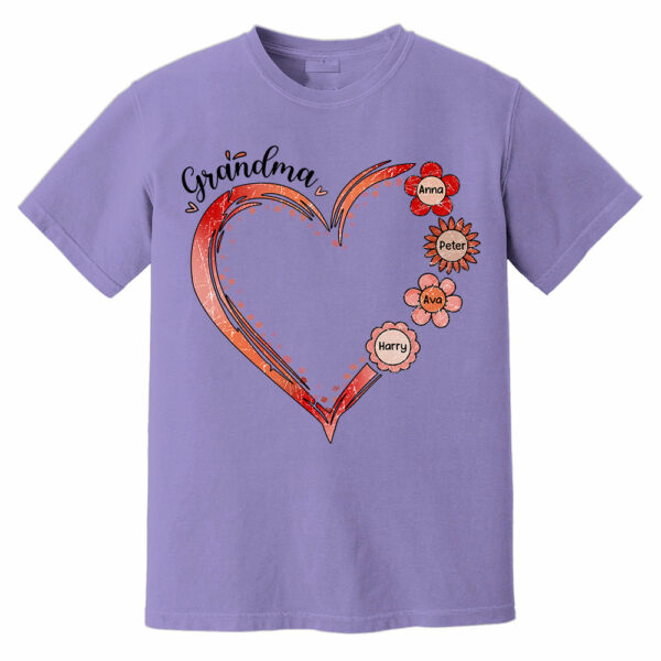 Grandma and Grandkids, Forever In Grandma's Heart - Family Personalized Custom Comfort Colors T-Shirt - Image 14